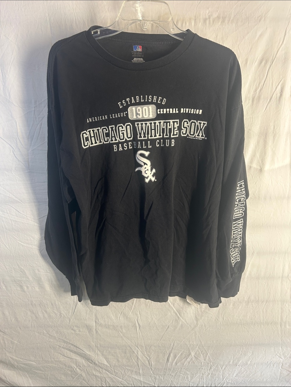 MLB Black Chicago White Sox Long Sleeve Shirt with White Logo